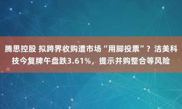 腾思控股 拟跨界收购遭市场“用脚投票”?洁美科技今复牌午盘跌3.61%,提示并购整合等风险